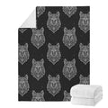 Native Tribal Wolf Pattern Print Blanket