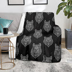 Native Tribal Wolf Pattern Print Blanket