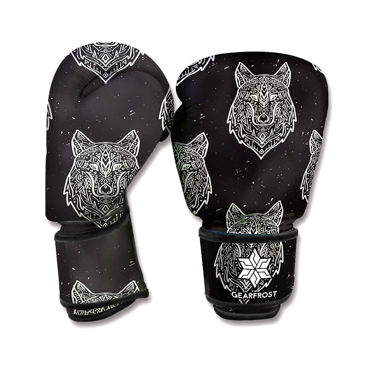 Native Tribal Wolf Pattern Print Boxing Gloves