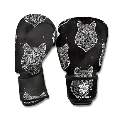 Native Tribal Wolf Pattern Print Boxing Gloves