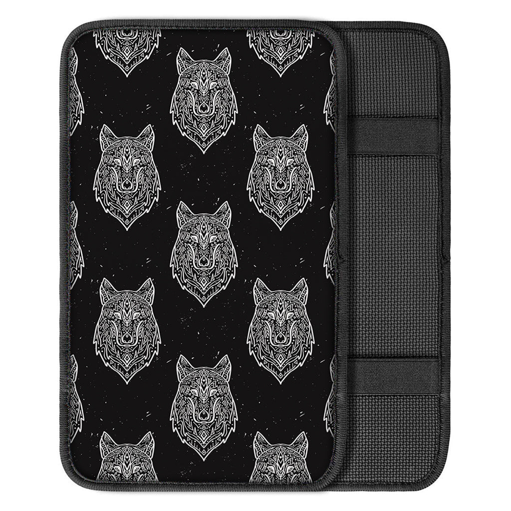 Native Tribal Wolf Pattern Print Car Center Console Cover