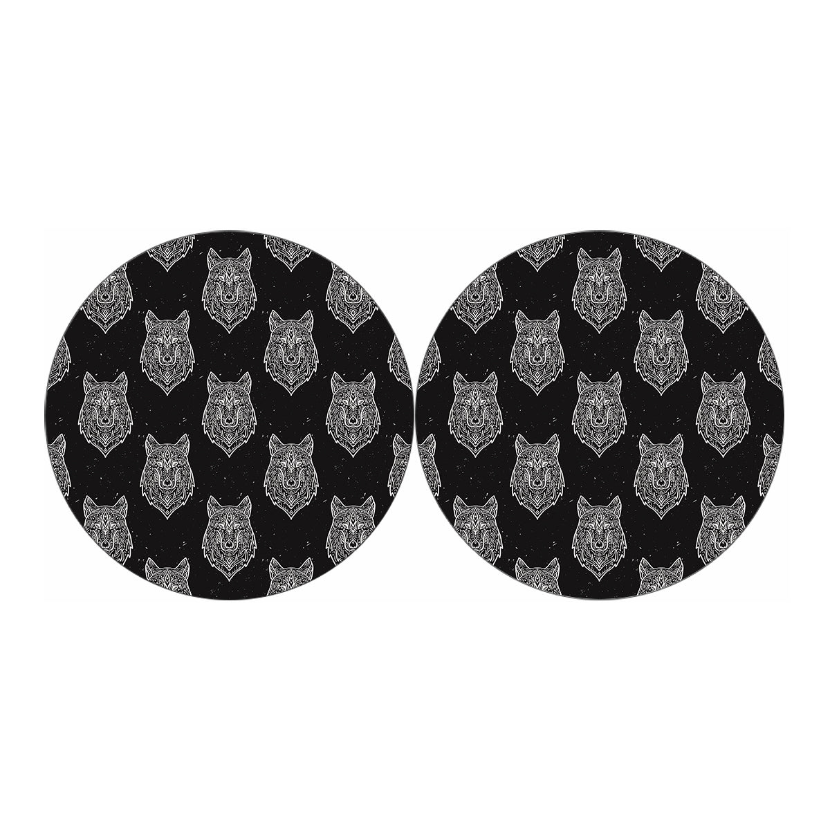 Native Tribal Wolf Pattern Print Car Coasters