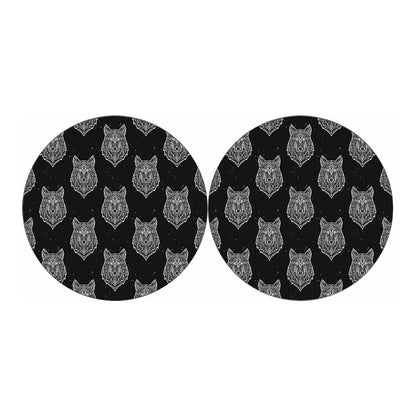 Native Tribal Wolf Pattern Print Car Coasters
