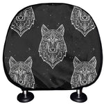 Native Tribal Wolf Pattern Print Car Headrest Covers