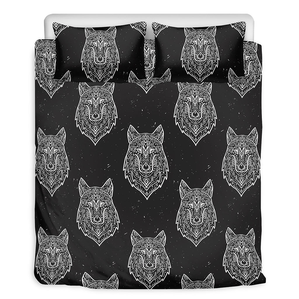 Native Tribal Wolf Pattern Print Duvet Cover Bedding Set