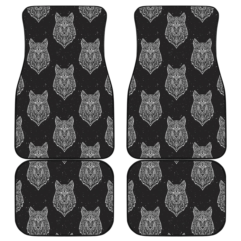 Native Tribal Wolf Pattern Print Front and Back Car Floor Mats