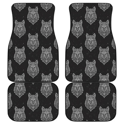 Native Tribal Wolf Pattern Print Front and Back Car Floor Mats