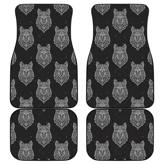 Native Tribal Wolf Pattern Print Front and Back Car Floor Mats