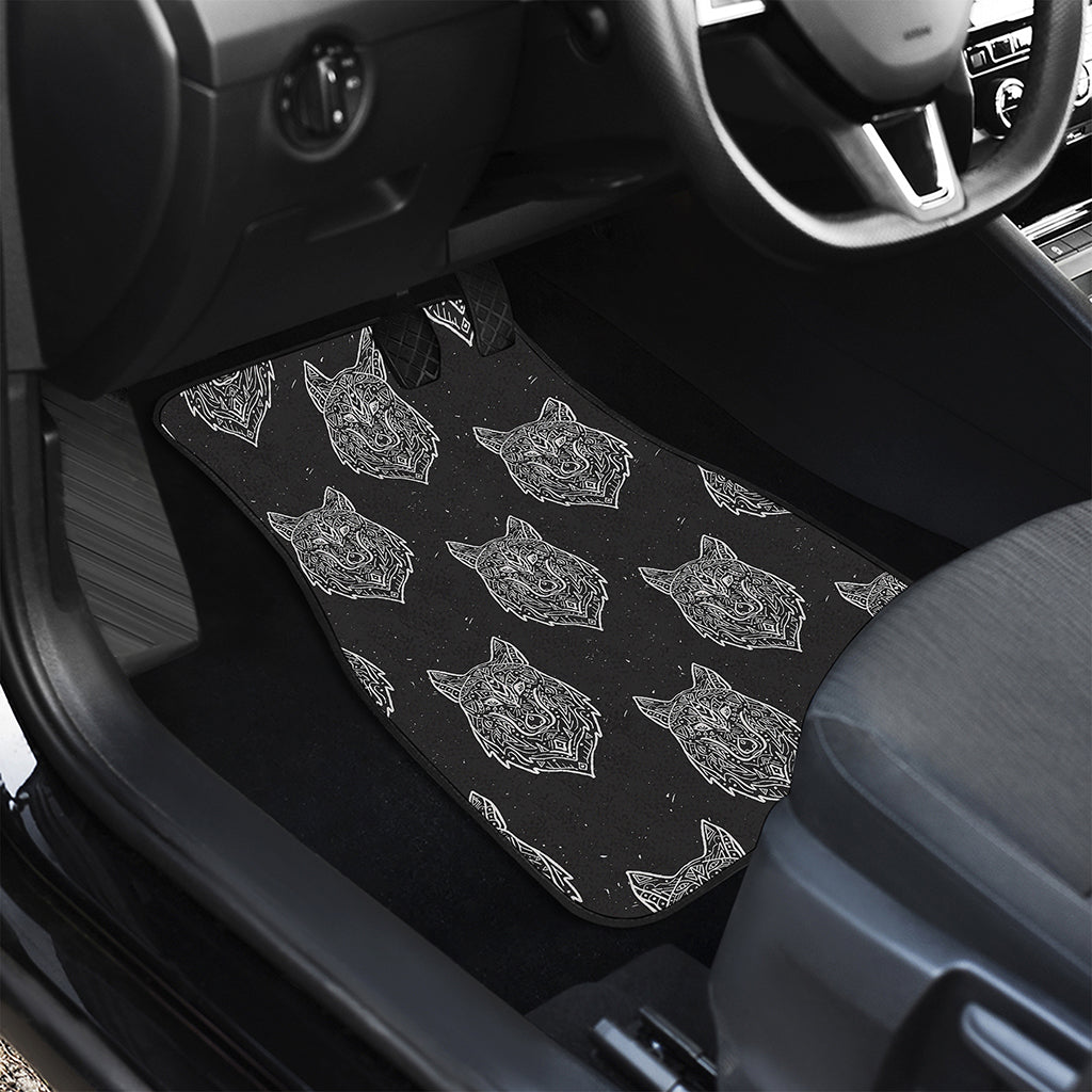 Native Tribal Wolf Pattern Print Front and Back Car Floor Mats