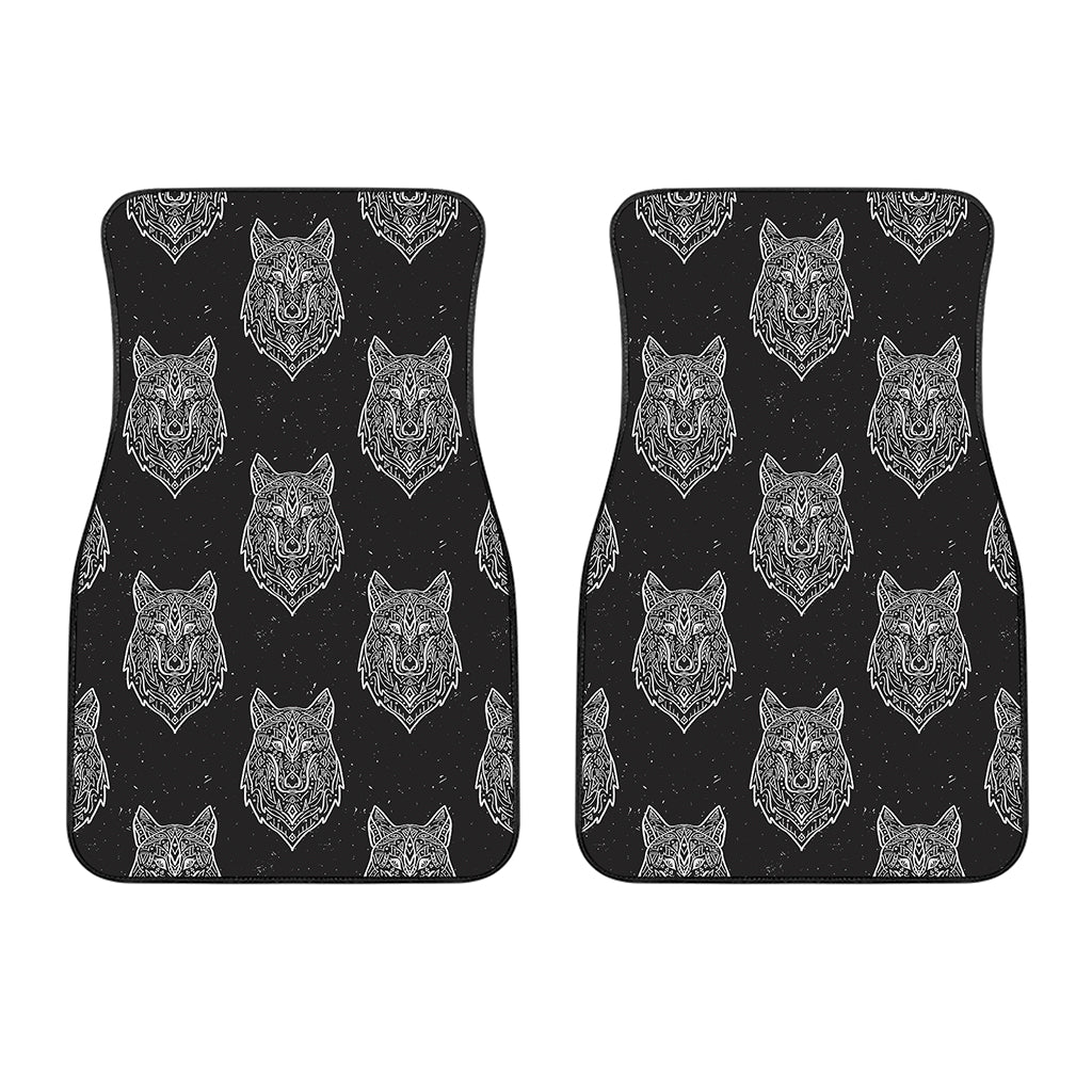 Native Tribal Wolf Pattern Print Front Car Floor Mats