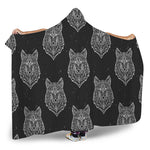 Native Tribal Wolf Pattern Print Hooded Blanket