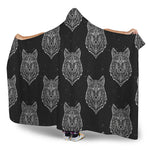 Native Tribal Wolf Pattern Print Hooded Blanket