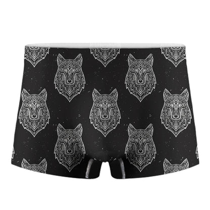 Native Tribal Wolf Pattern Print Men's Boxer Briefs