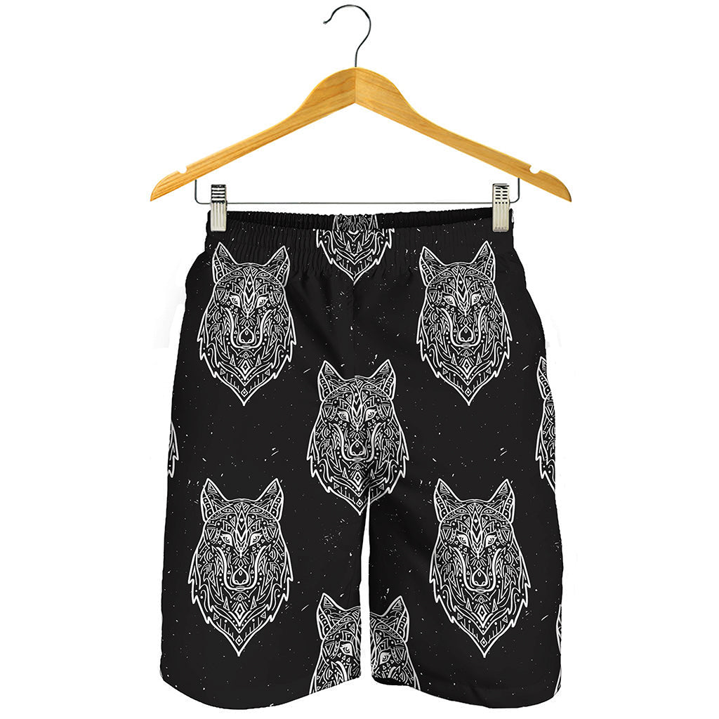 Native Tribal Wolf Pattern Print Men's Shorts