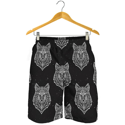 Native Tribal Wolf Pattern Print Men's Shorts