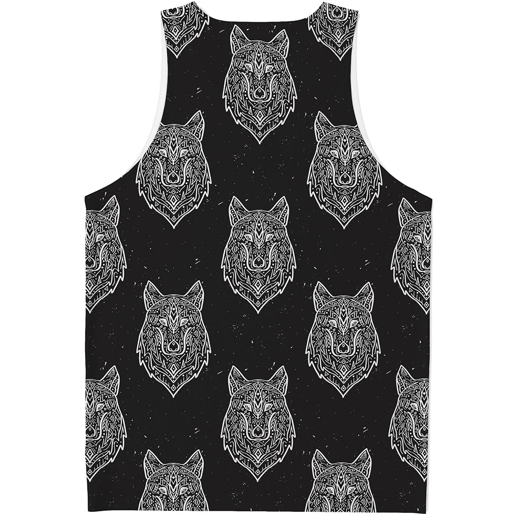 Native Tribal Wolf Pattern Print Men's Tank Top