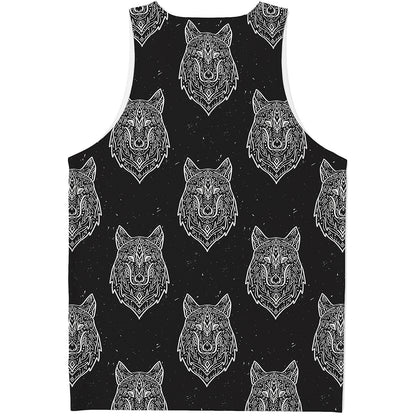 Native Tribal Wolf Pattern Print Men's Tank Top
