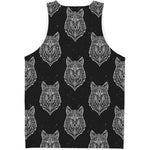 Native Tribal Wolf Pattern Print Men's Tank Top