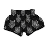 Native Tribal Wolf Pattern Print Muay Thai Boxing Shorts