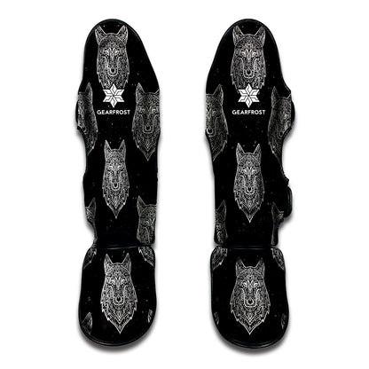 Native Tribal Wolf Pattern Print Muay Thai Shin Guard