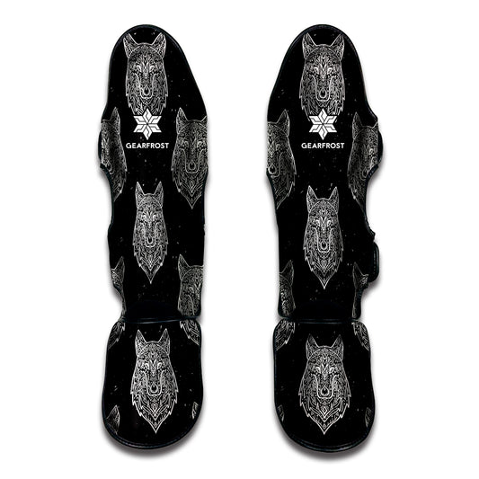 Native Tribal Wolf Pattern Print Muay Thai Shin Guard