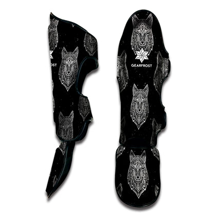 Native Tribal Wolf Pattern Print Muay Thai Shin Guard