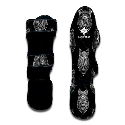 Native Tribal Wolf Pattern Print Muay Thai Shin Guard