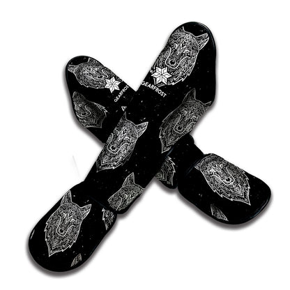 Native Tribal Wolf Pattern Print Muay Thai Shin Guard