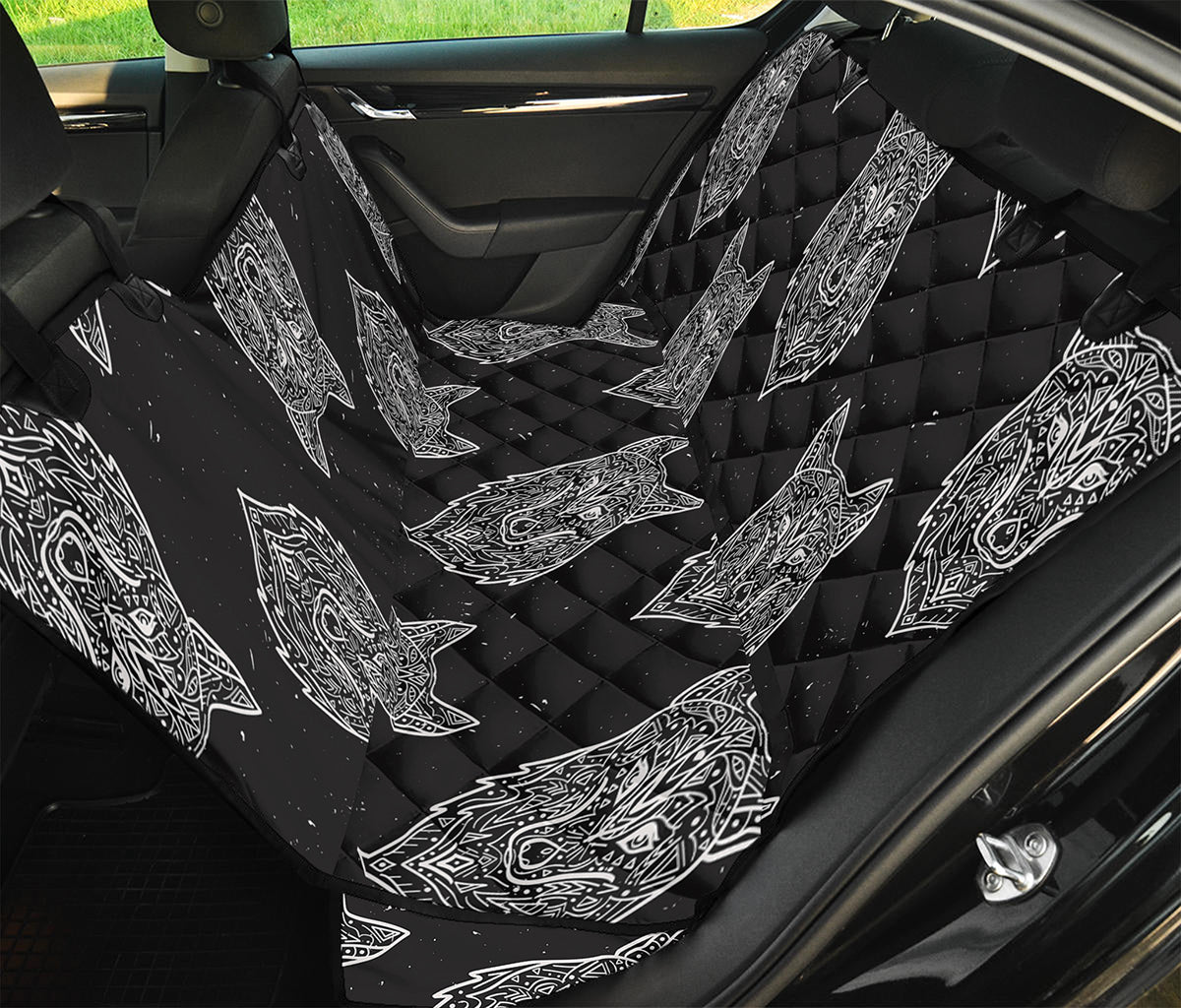 Native Tribal Wolf Pattern Print Pet Car Back Seat Cover