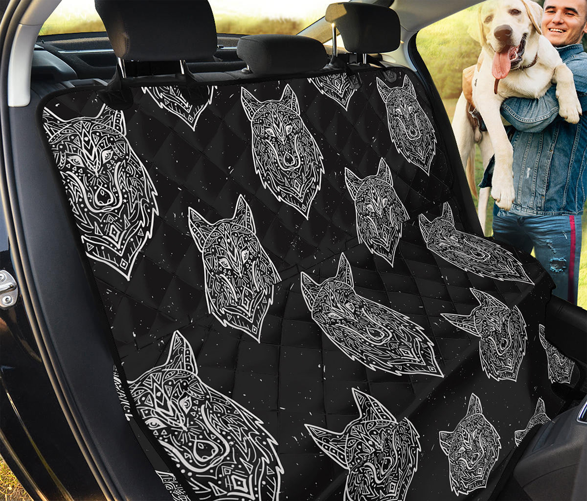 Native Tribal Wolf Pattern Print Pet Car Back Seat Cover