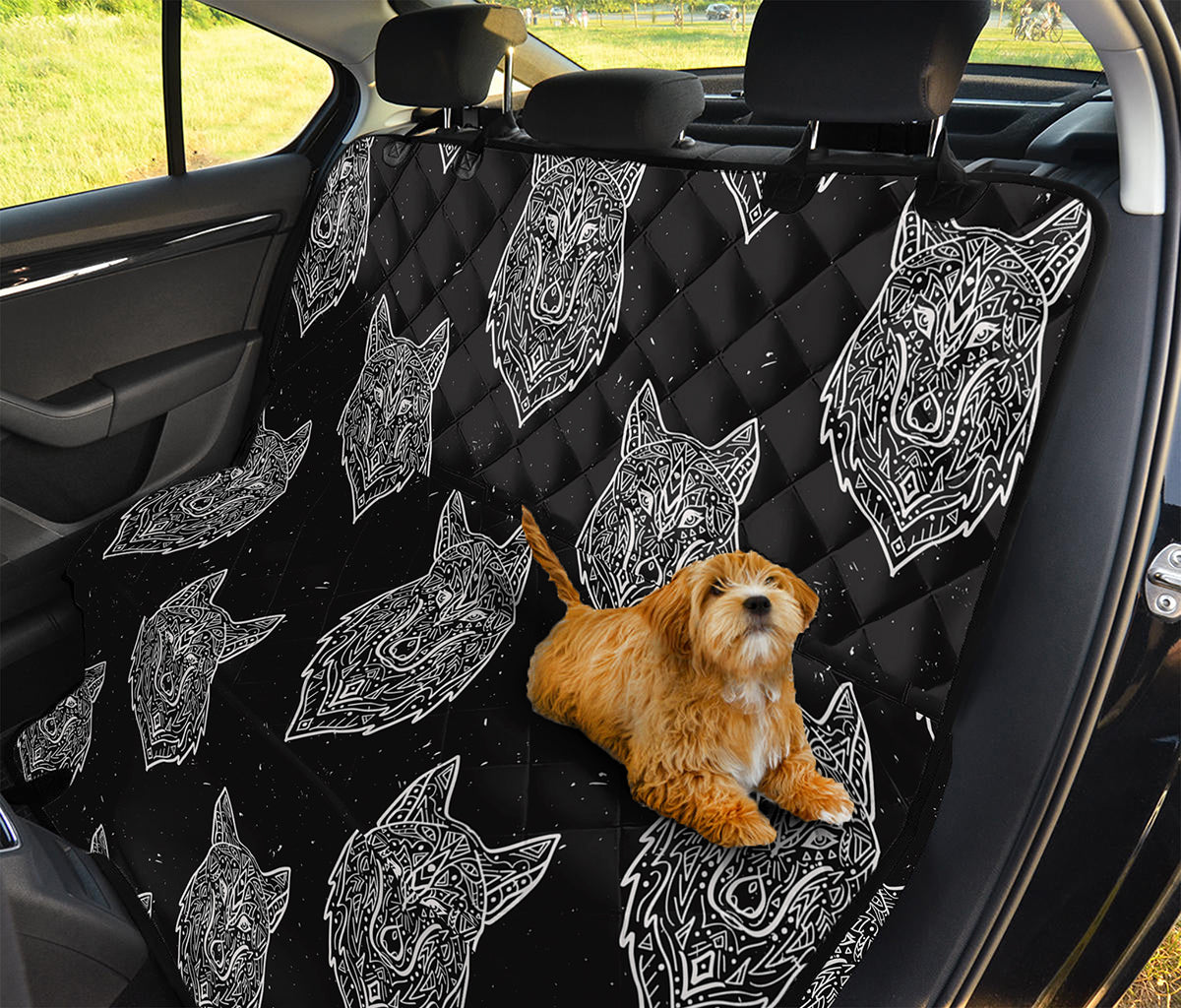 Native Tribal Wolf Pattern Print Pet Car Back Seat Cover