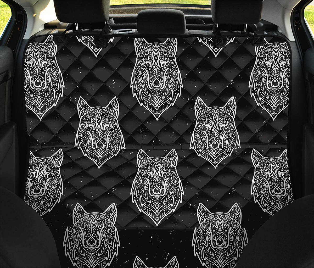 Native Tribal Wolf Pattern Print Pet Car Back Seat Cover