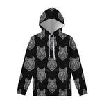 Native Tribal Wolf Pattern Print Pullover Hoodie