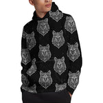Native Tribal Wolf Pattern Print Pullover Hoodie