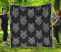 Native Tribal Wolf Pattern Print Quilt