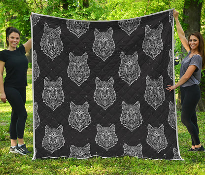 Native Tribal Wolf Pattern Print Quilt