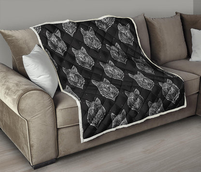 Native Tribal Wolf Pattern Print Quilt