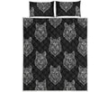 Native Tribal Wolf Pattern Print Quilt Bed Set