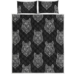 Native Tribal Wolf Pattern Print Quilt Bed Set