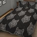 Native Tribal Wolf Pattern Print Quilt Bed Set