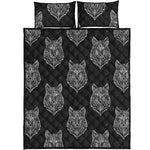 Native Tribal Wolf Pattern Print Quilt Bed Set