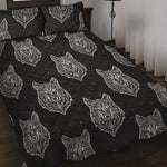 Native Tribal Wolf Pattern Print Quilt Bed Set