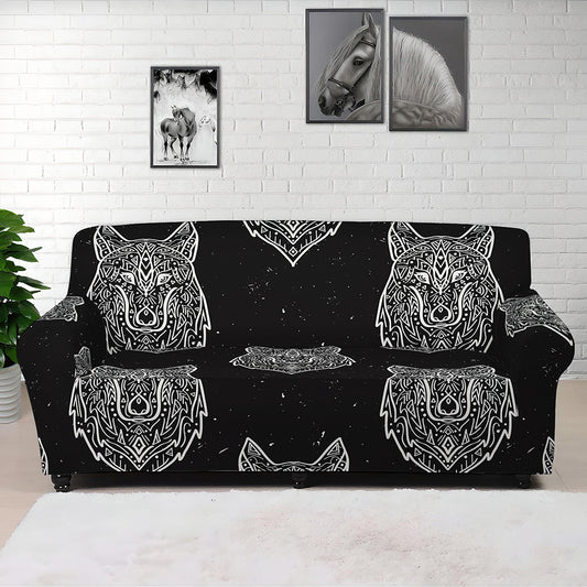 Native Tribal Wolf Pattern Print Sofa Cover