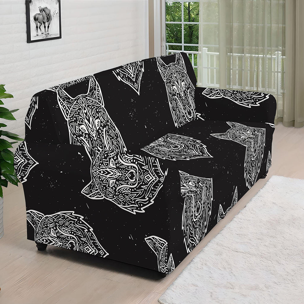 Native Tribal Wolf Pattern Print Sofa Cover