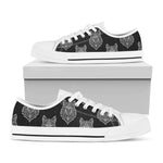 Native Tribal Wolf Pattern Print White Low Top Shoes