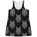 Native Tribal Wolf Pattern Print Women's Racerback Tank Top