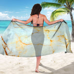 Natural Gold Marble Print Beach Sarong Wrap