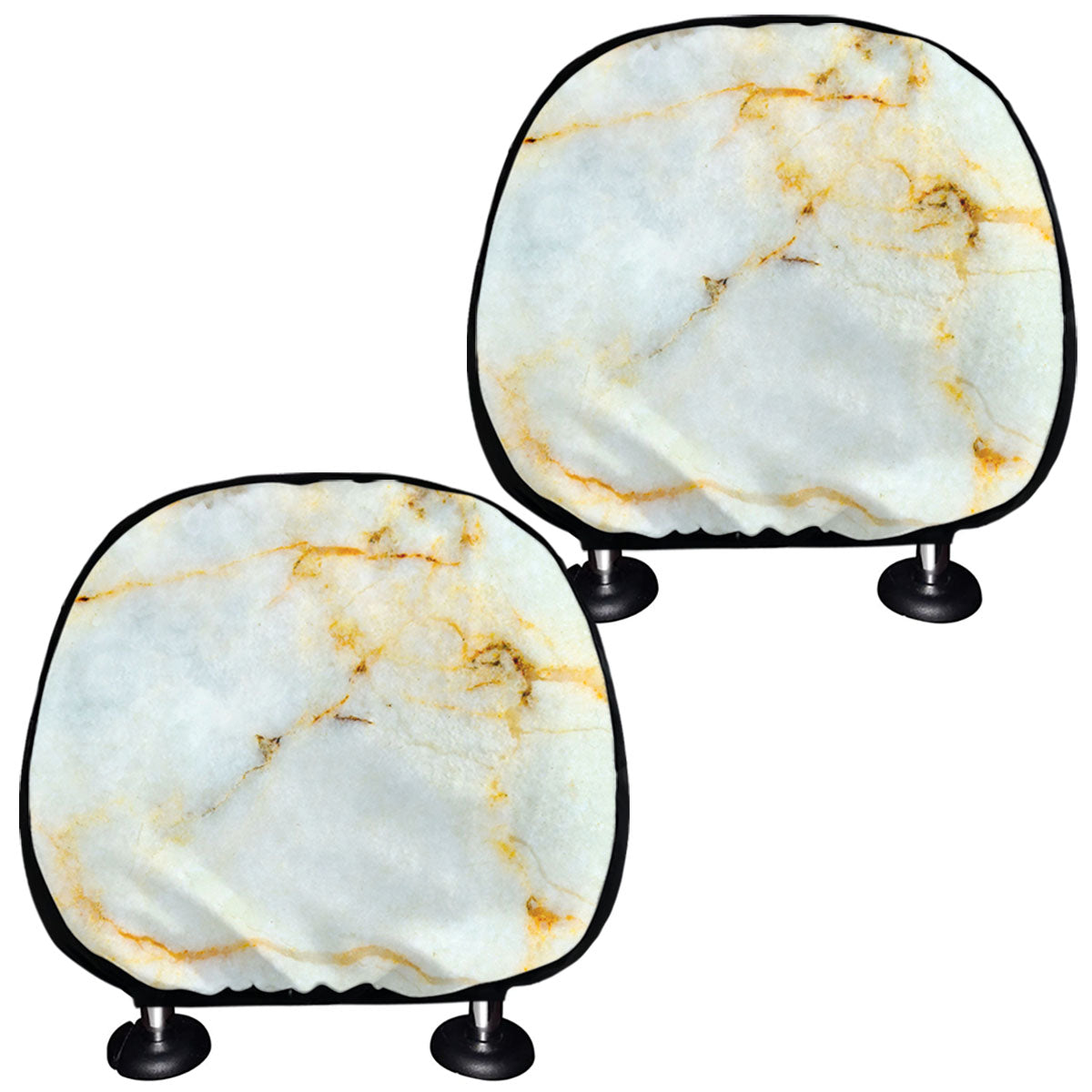 Natural Gold Marble Print Car Headrest Covers