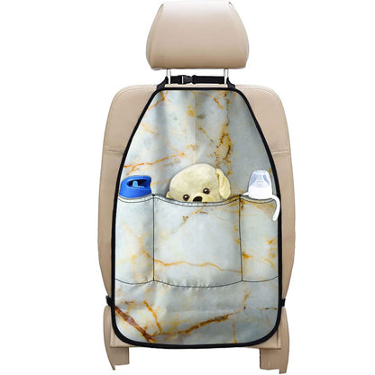 Natural Gold Marble Print Car Seat Organizers