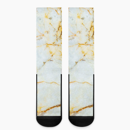 Natural Gold Marble Print Crew Socks